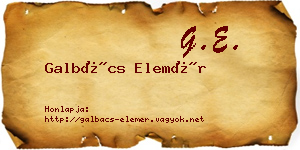Galbács Elemér névjegykártya